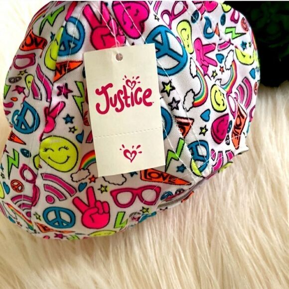 Justice Neon Happy Graphics Printed Velcro Baseball Cap - One Size - Picture 5 of 5
